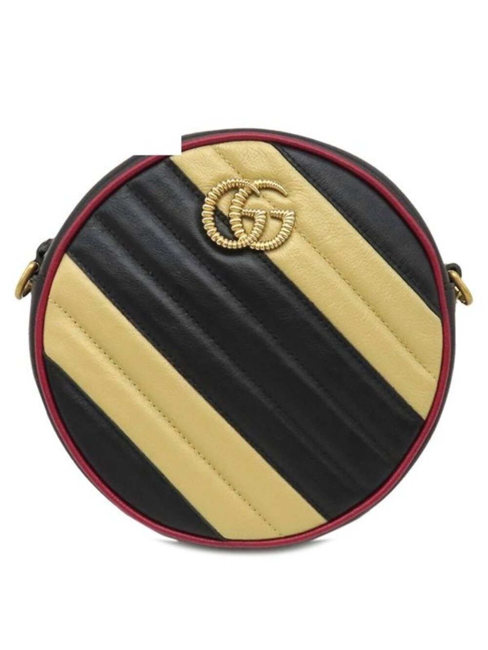 Gucci Shoulder Bag GG Marmont Round Leather Black Beige Red Gold Chain